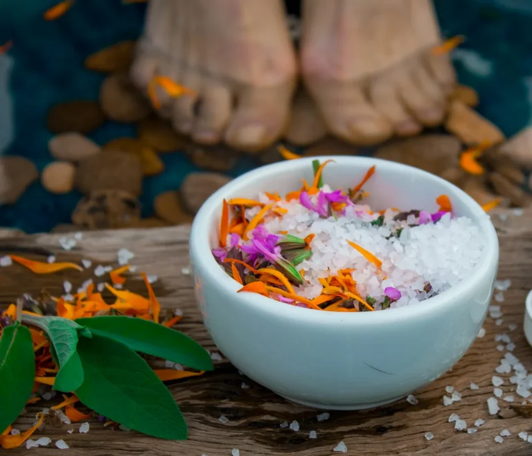 Herbal salts and petals for the foot soak