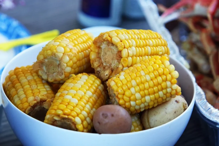 Boiled corn and potatoes