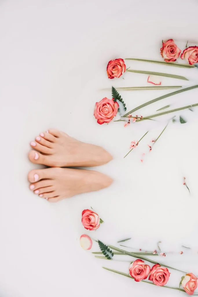 Fresh pedicure with roses