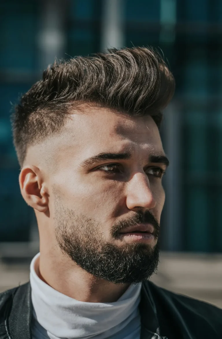 Pompadour with a skin fade