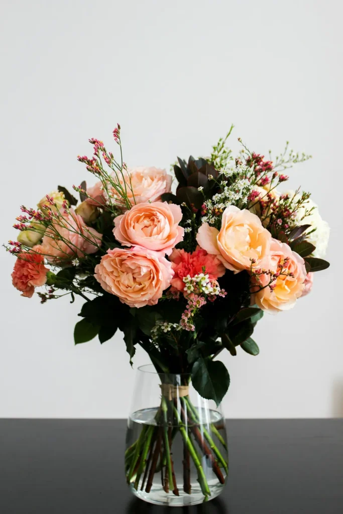 Peach rose bouquet