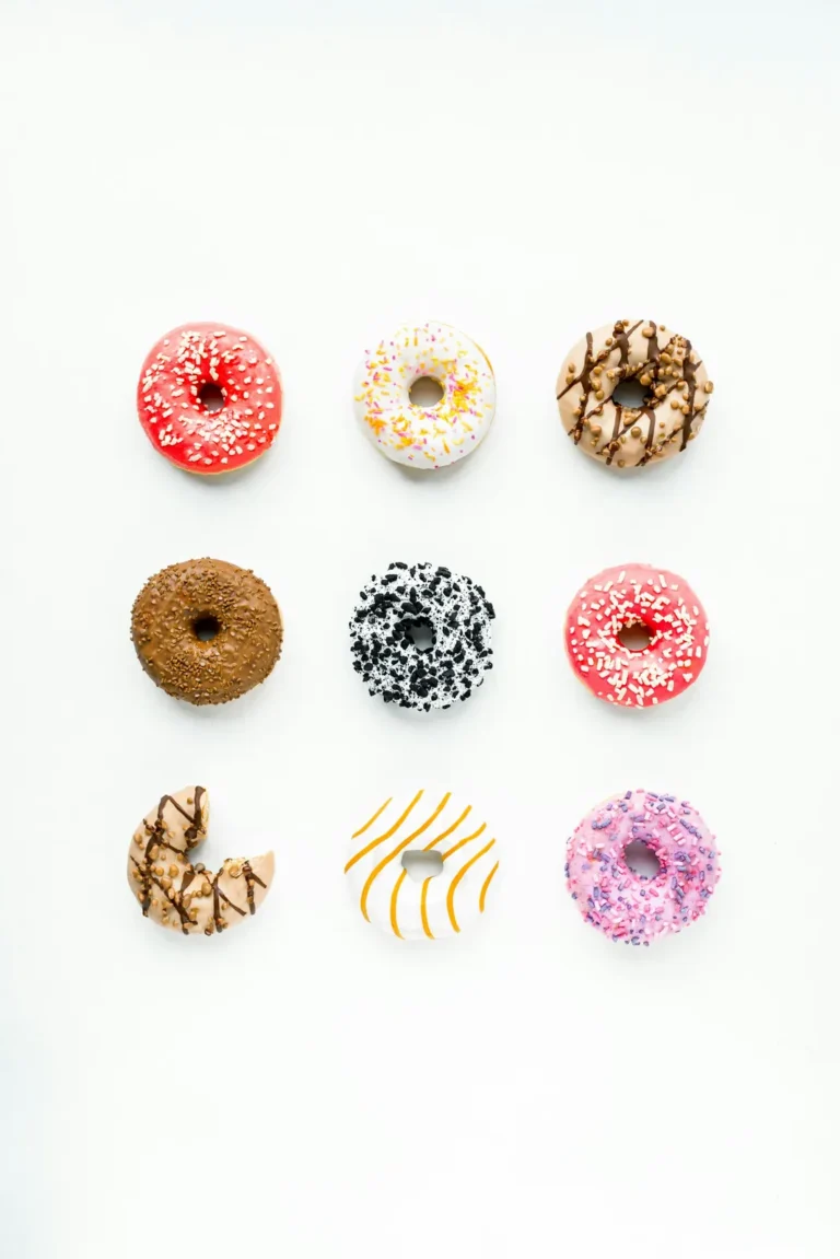 Nine donuts in a grid