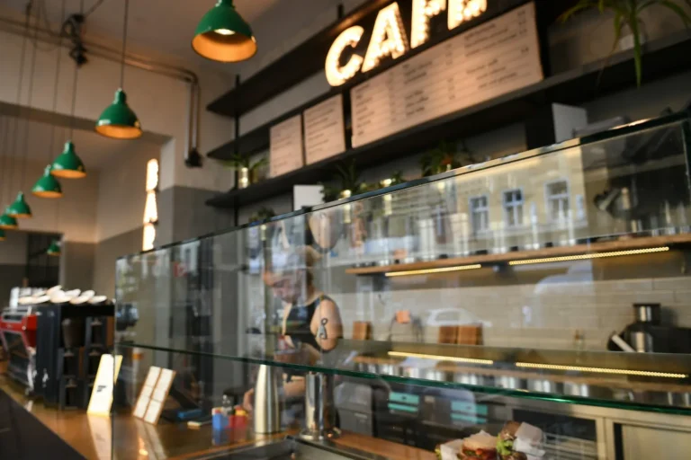 Order counter with green lamps