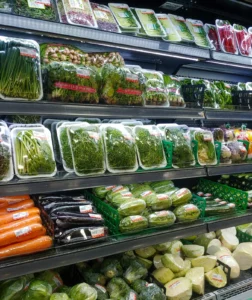 Fresh herbs and greens in the cooler