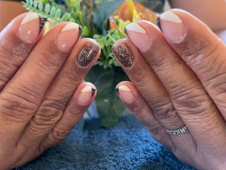 French tips with glitter accent nails