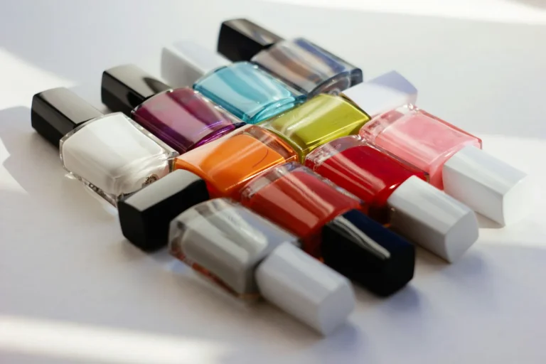 Rows of colorful nail polish bottles