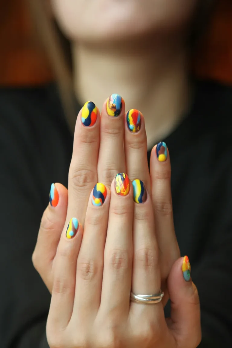 Rainbow swirl nail art