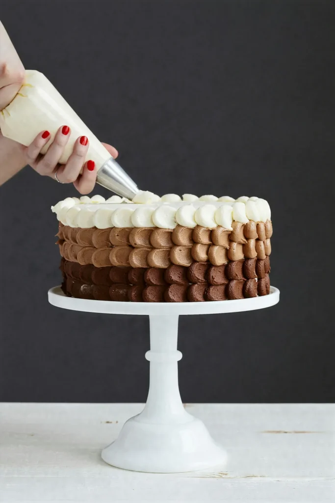 Piping ombre buttercream rosettes