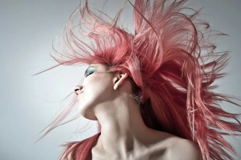 Pink hair in motion