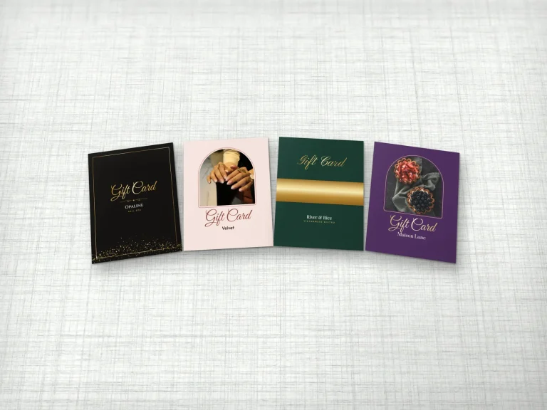 Bìa đựng gift card cho tiệm nail, spa, nhà hàng và tiệm bánh