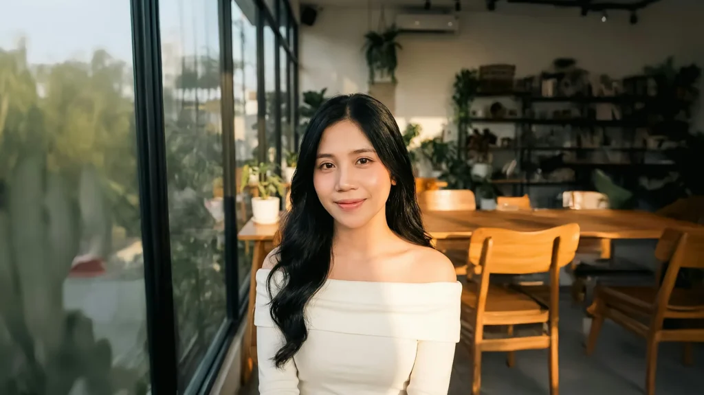 Chủ tiệm người Việt mỉm cười trong tiệm của mình